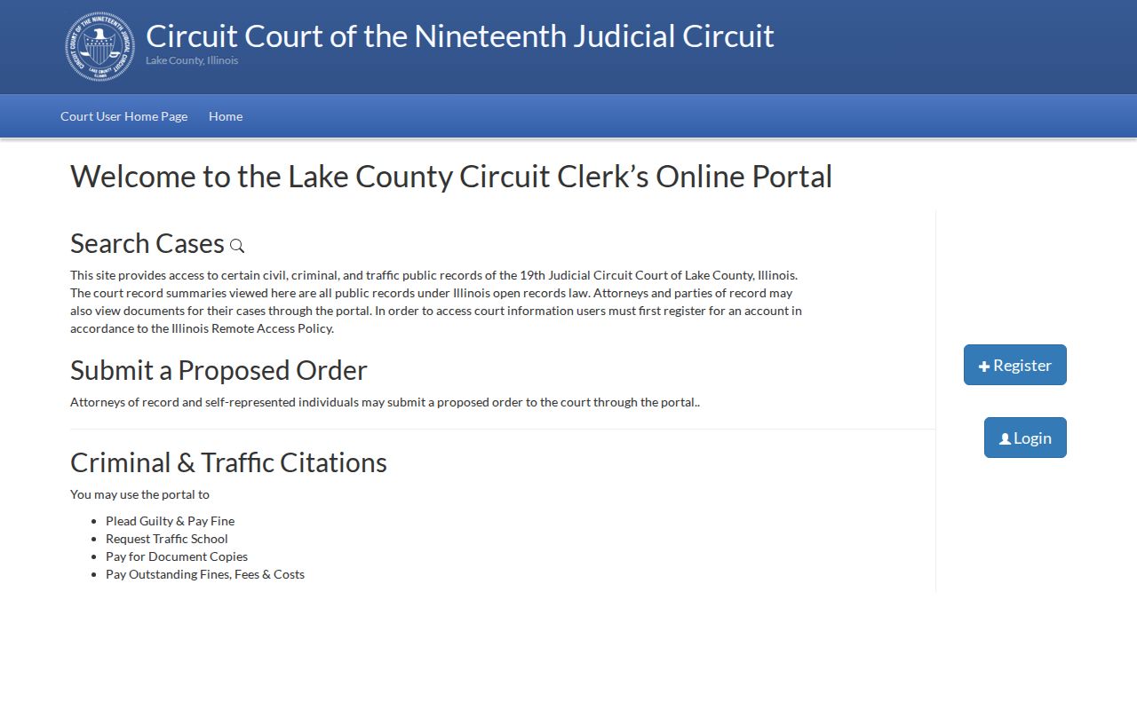 Waukegan residents directory Lake County court portal