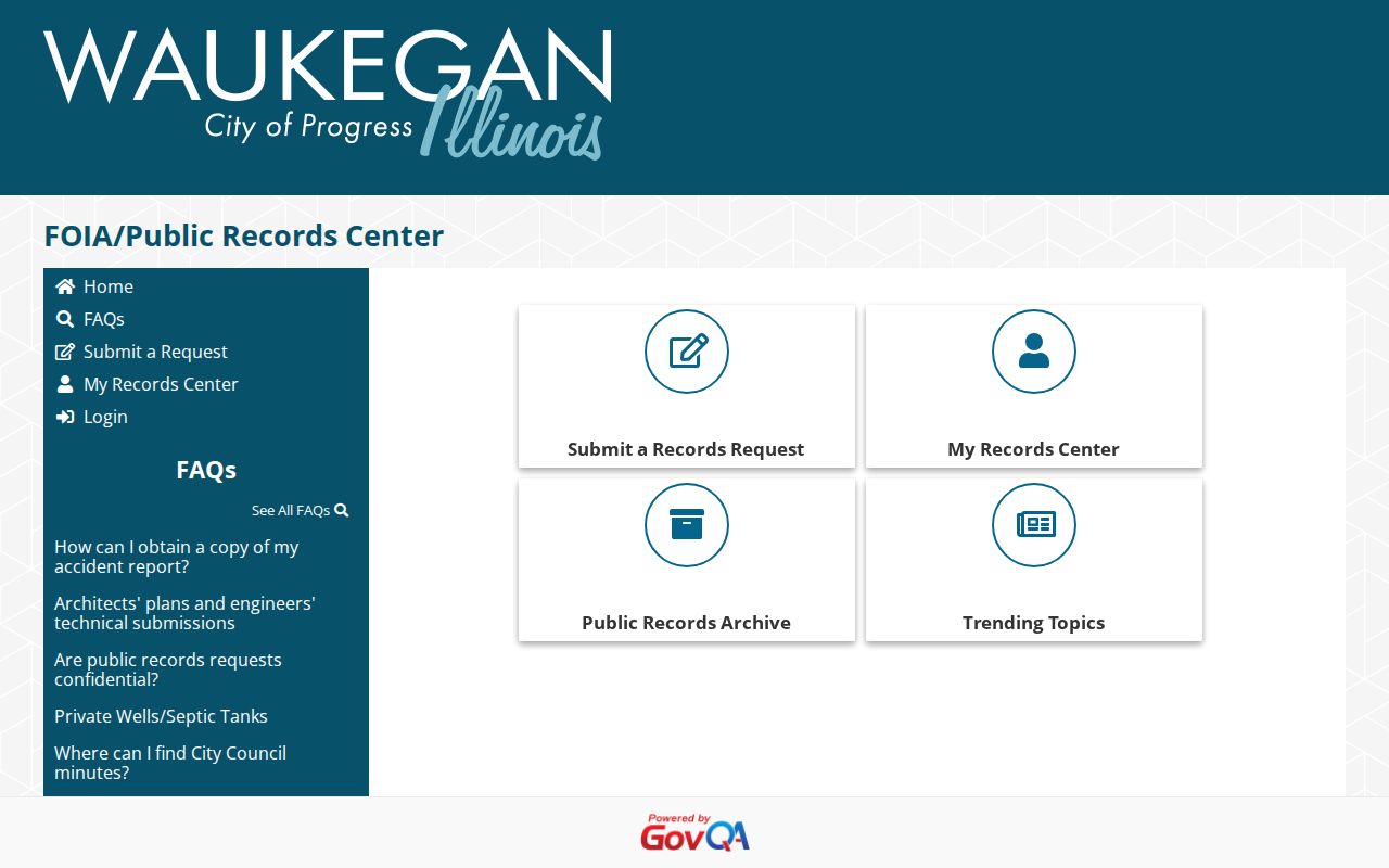 Waukegan residents directory city FOIA records center
