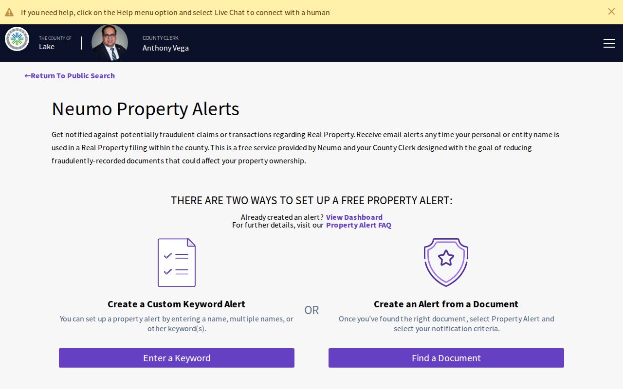 Waukegan neighbors Lake County Property Alert screen